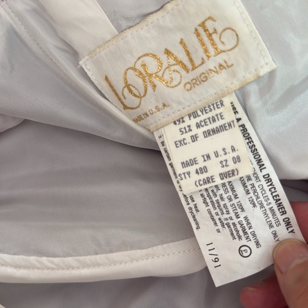 Loralie Vintage 80s 90s white taffeta with purple sequins gown size 8 - Picture 11 of 12